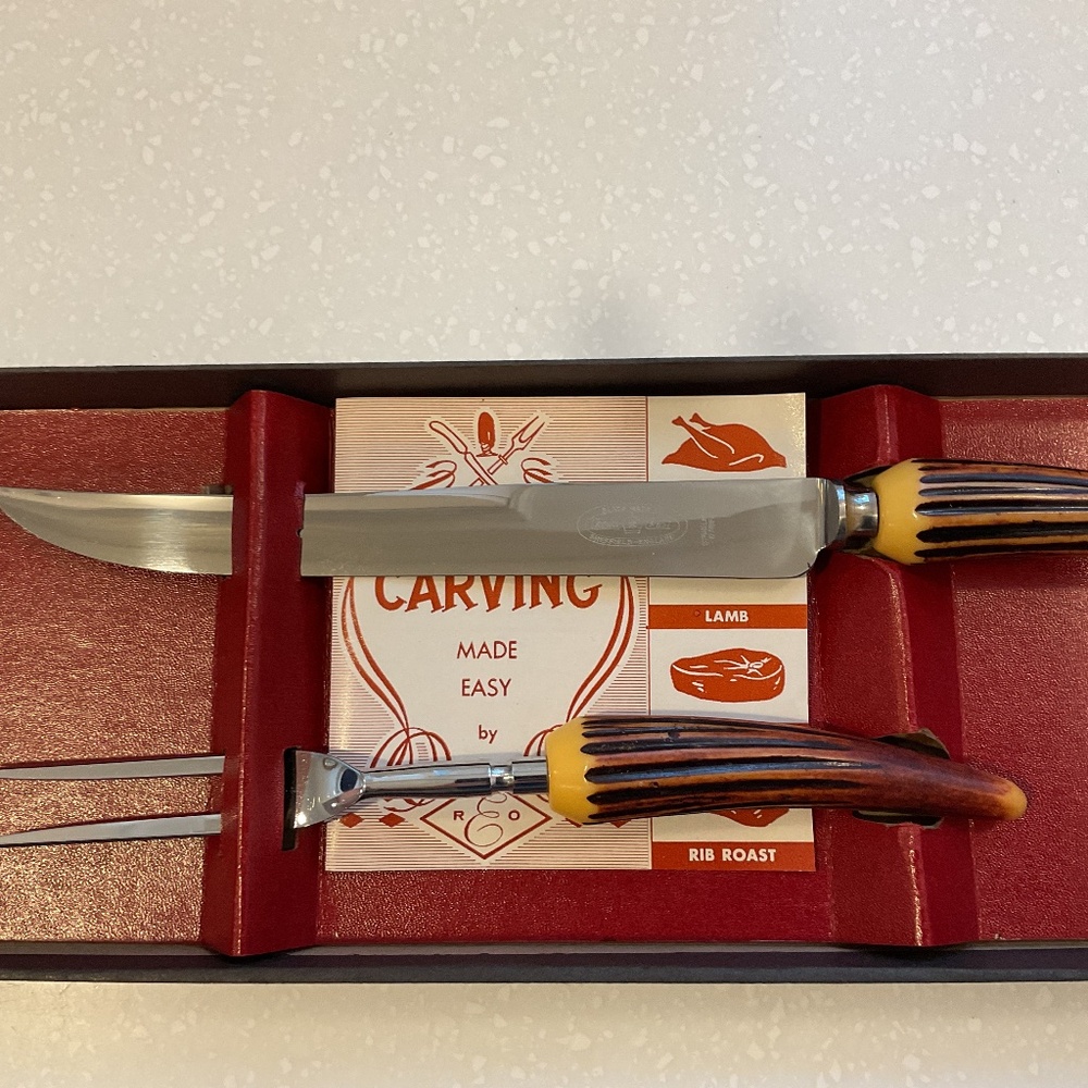 Vintage Regal Crest Sheffield Stainless CARVER SET of 2pc Forever Sharp Blades
